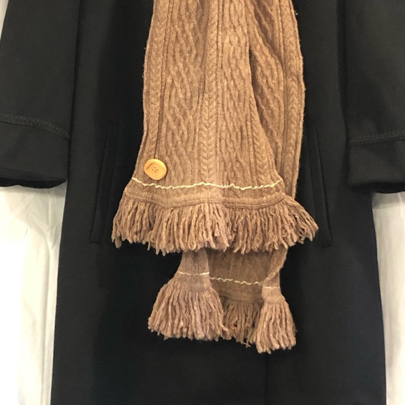 Bob Timberlake 100% Lambswool Heathered Brown Wooden Button Long Fringed Scarf - Picture 2 of 7